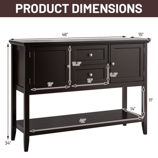 Rustic Wooden Console Table with Drawers and Storage Shelves 5 Rustic Wooden Console Table with Drawers and Storage Shelves - Image 5