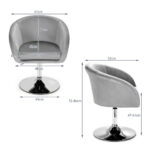 Adjustable Velvet Swivel Accent Chair with Round Back and Metal Base