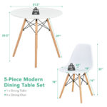 Space-Saving Round Dining Table Set with Beechwood Legs (5-Piece)