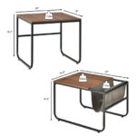 Rustic Brown Nesting Coffee Tables with Storage Pocket (Set of 2) 12 Rustic Brown Nesting Coffee Tables with Storage Pocket (Set of 2)