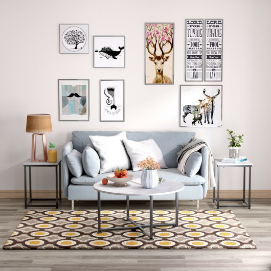 Modern Faux Marble Coffee Table and Side Tables with Steel Base (Set of 3) 6 Modern Faux Marble Coffee Table and Side Tables with Steel Base (Set of 3) - Image 6