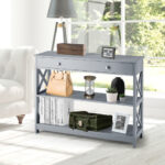 3 Tier Console Table with Drawer and Storage Shelves