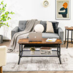 Industrial Coffee Table with 2-Tier Storage Shelf Rustic Brown 8 Industrial Coffee Table with 2-Tier Storage Shelf Rustic Brown