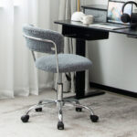 Adjustable Sherpa Swivel Office Chair with Rolling Casters