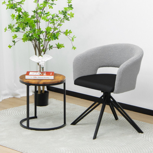 Swivel Sherpa Accent Chair with Steel Legs and Hollow Back 1 Swivel Sherpa Accent Chair with Steel Legs and Hollow Back