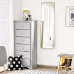 Gold Full Length Wall Mirror with Stand and Wall Mount