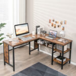 Industrial L-Shaped Corner Desk with Shelves for Home Office 16 Industrial L-Shaped Corner Desk with Shelves for Home Office