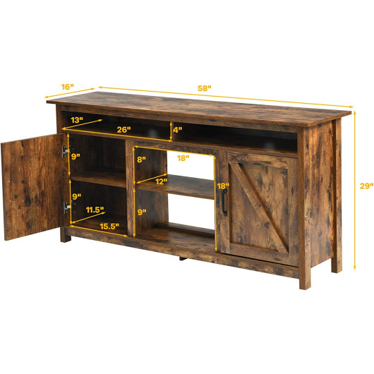 Industrial TV Stand with Storage Shelves and Cabinets Brown 4 Industrial TV Stand with Storage Shelves and Cabinets Brown - Image 4