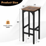 Rustic Brown Industrial Bar Stools with Footrests and Adjustable Pads (Set of 2)