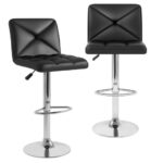 Adjustable PU Leather Bar Stools with Backrest and Swivel (Set of 2)