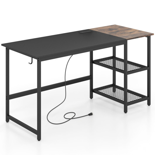 Industrial 59 Inch Computer Desk with Shelves and Side Hook 4 Industrial 59 Inch Computer Desk with Shelves and Side Hook - Image 4