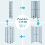 Carved Wooden 4-Panel Room Divider with Folding Design