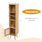 Slim Rattan Storage Cabinet with Adjustable Shelves and Natural Design