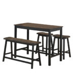 Solid Wood Counter Height Table Set with Bench and Stools (Set of 4)