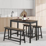 Solid Wood Counter Height Table Set with Bench and Stools (Set of 4)