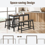 Solid Wood Counter Height Table Set with Bench and Stools (Set of 4)