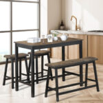 Solid Wood Counter Height Table Set with Bench and Stools (Set of 4)