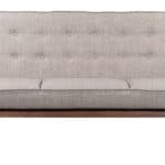 Modern Three-Seat Sofa with Tufted Cushions, Putty Fabric Finish