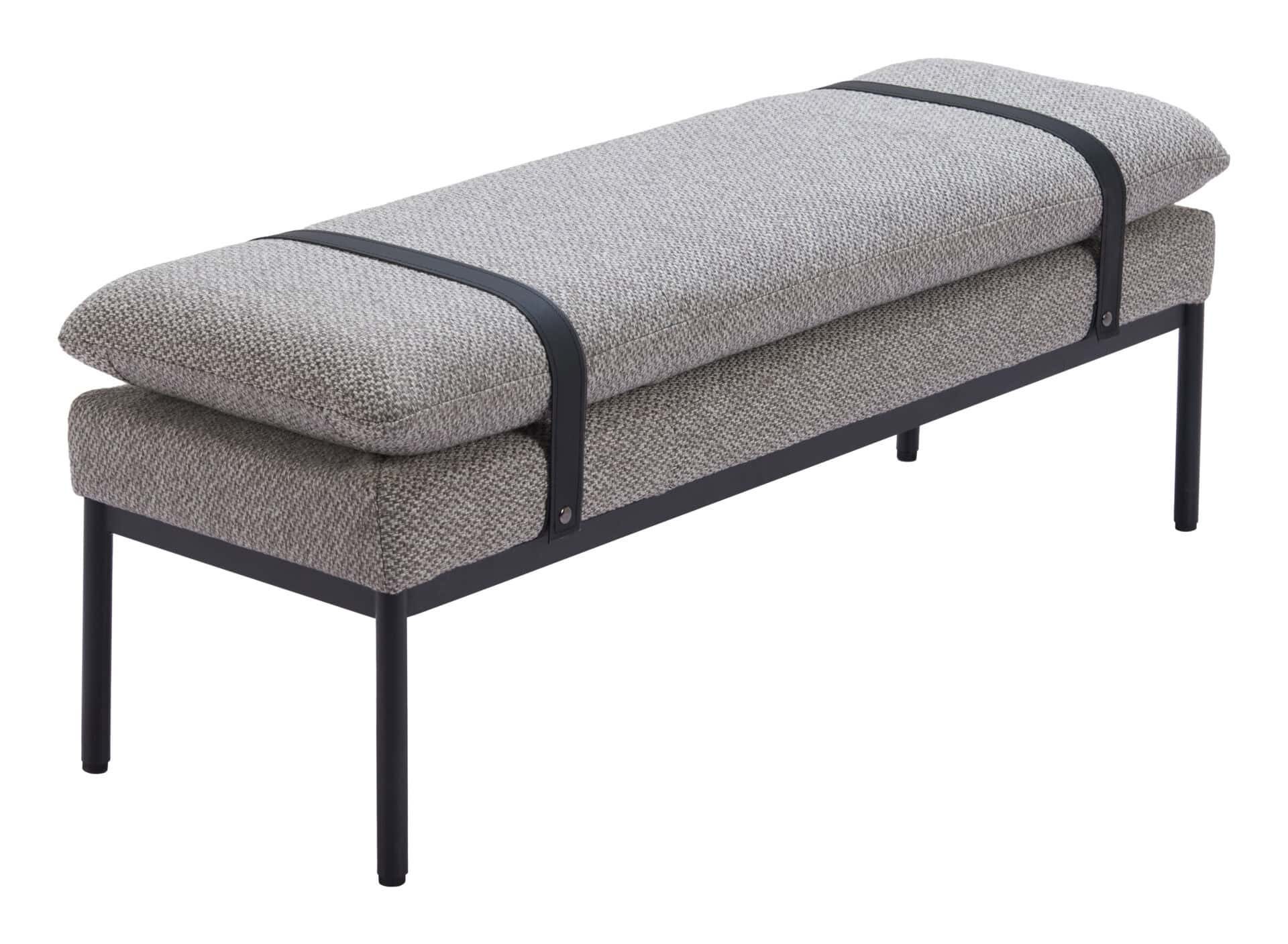 Gray Steel Frame Bench with Plush Fabric Seat 6 Gray Steel Frame Bench with Plush Fabric Seat - Image 6