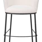 Ivory Teddy Fabric Barstool with Footrest and Steel Frame