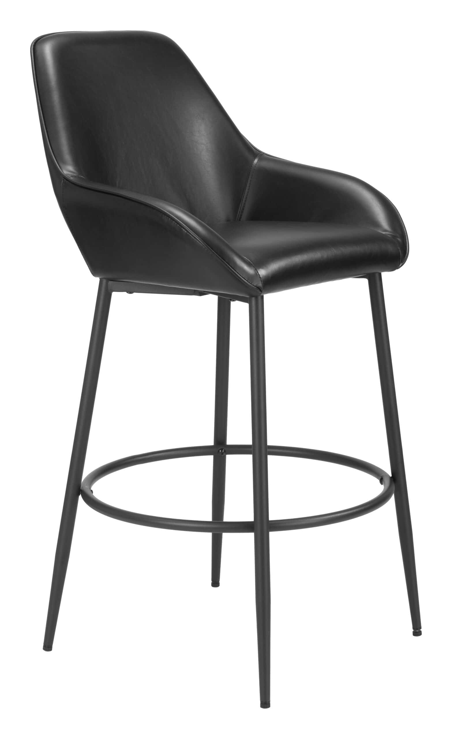 Modern Faux Leather Barstools with Armrests and Footrest (Set of 2) 13 Modern Faux Leather Barstools with Armrests and Footrest (Set of 2)
