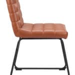 Brown Tufted Faux Leather Dining Chair Steel Frame (Set of 2)