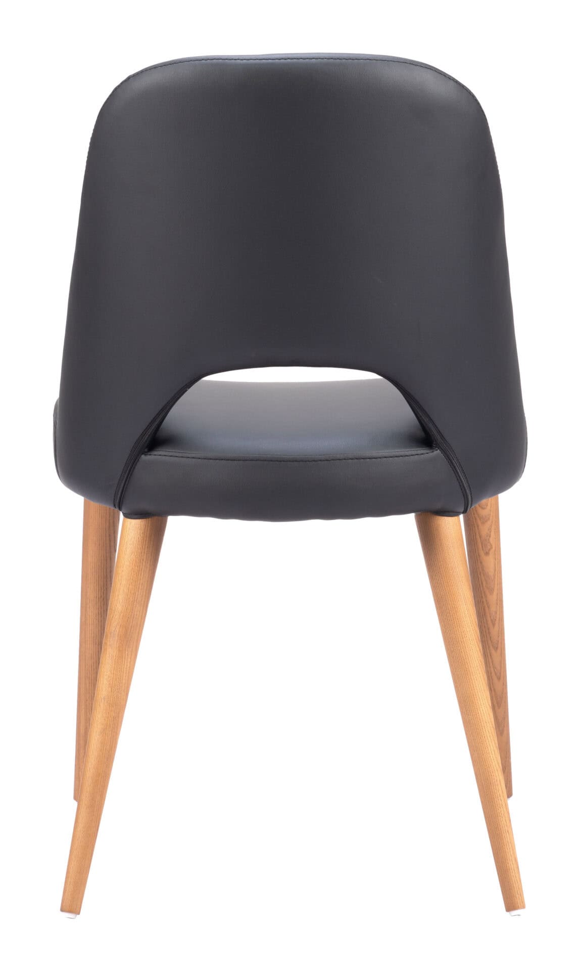 Modern Black Dining Chair with Faux Leather and Wood Legs (Set of 2) 4 Modern Black Dining Chair with Faux Leather and Wood Legs (Set of 2) - Image 4