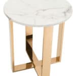 Elegant White Faux Marble End Table with Gold Cross Base 15 Elegant White Faux Marble End Table with Gold Cross Base