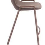 Mid-Century Modern Brown Barstool with Walnut Legs (Set of 2)