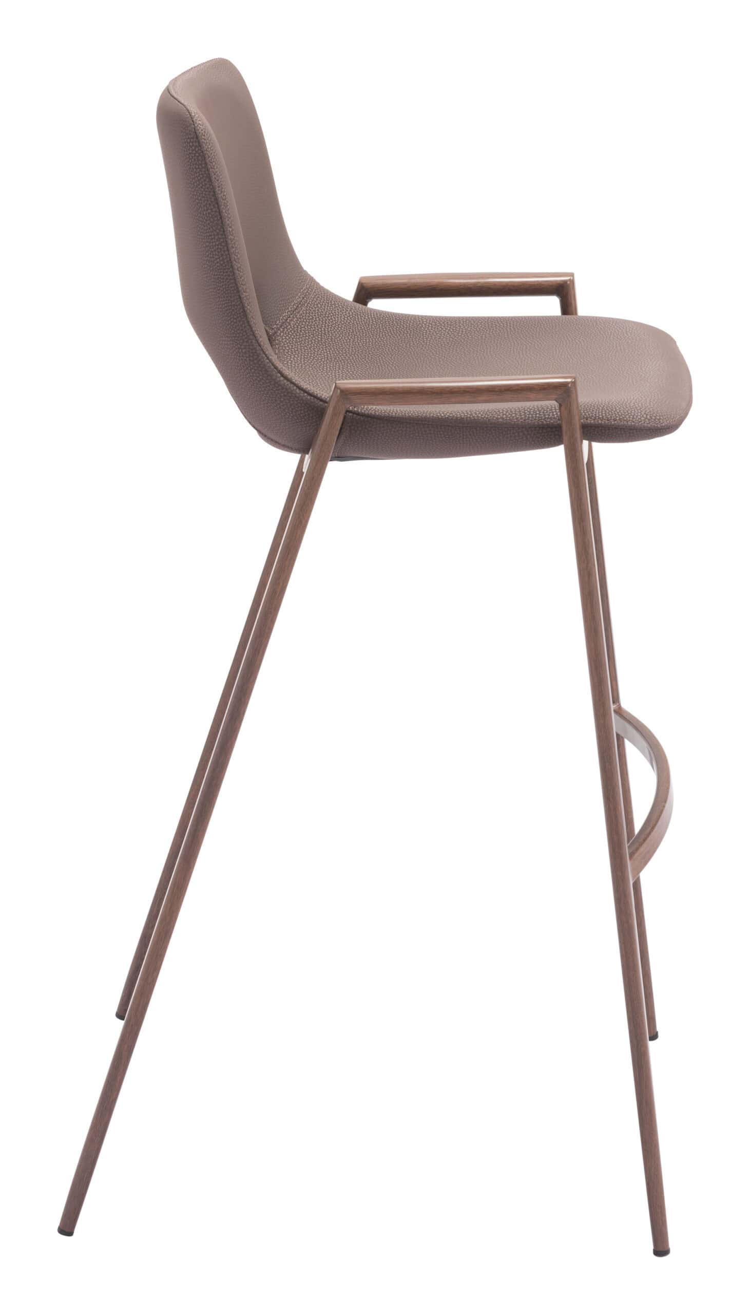 Mid-Century Modern Brown Barstool with Walnut Legs (Set of 2)