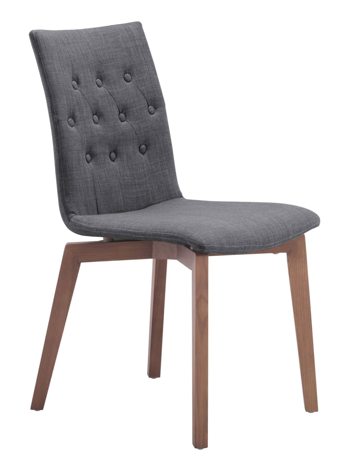 Graphite Tufted Upholstery Dining Chair with Birch Legs (Set of 2) 2 Graphite Tufted Upholstery Dining Chair with Birch Legs (Set of 2) - Image 2