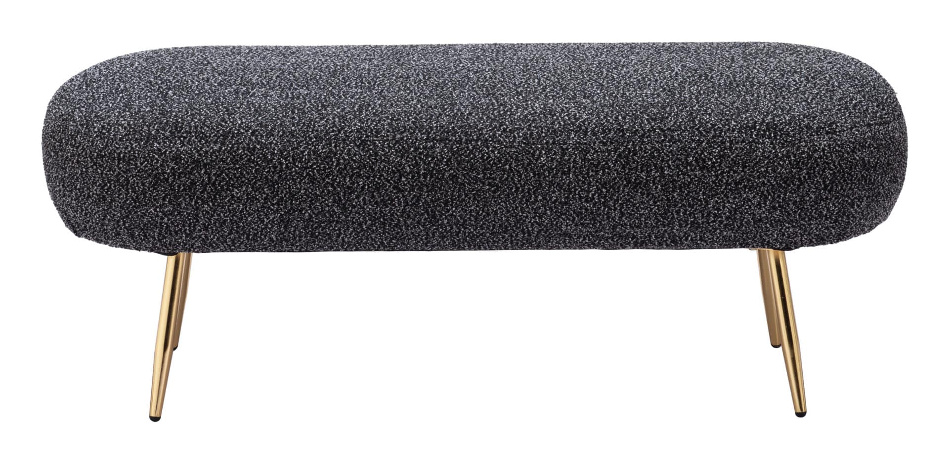 Velvet Black Bench with Steel Legs, Modern Design, Seats 2 3 Velvet Black Bench with Steel Legs, Modern Design, Seats 2 - Image 3