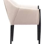 Beige Dining Chair with Steel Frame and Armrest Support (Set of 2)
