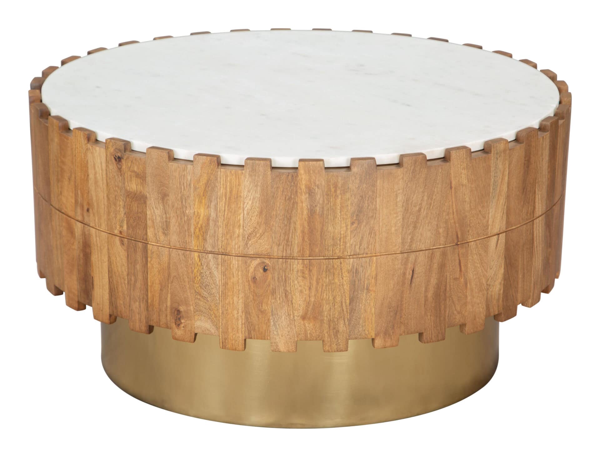 Round Marble Top Coffee Table with Painted Wood Base 6 Round Marble Top Coffee Table with Painted Wood Base - Image 6