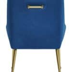 Navy Blue Velvet Armchair with Gold Legs and Cushioned Back
