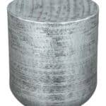 Antique Silver Side Table with Hand-Finished Round Top
