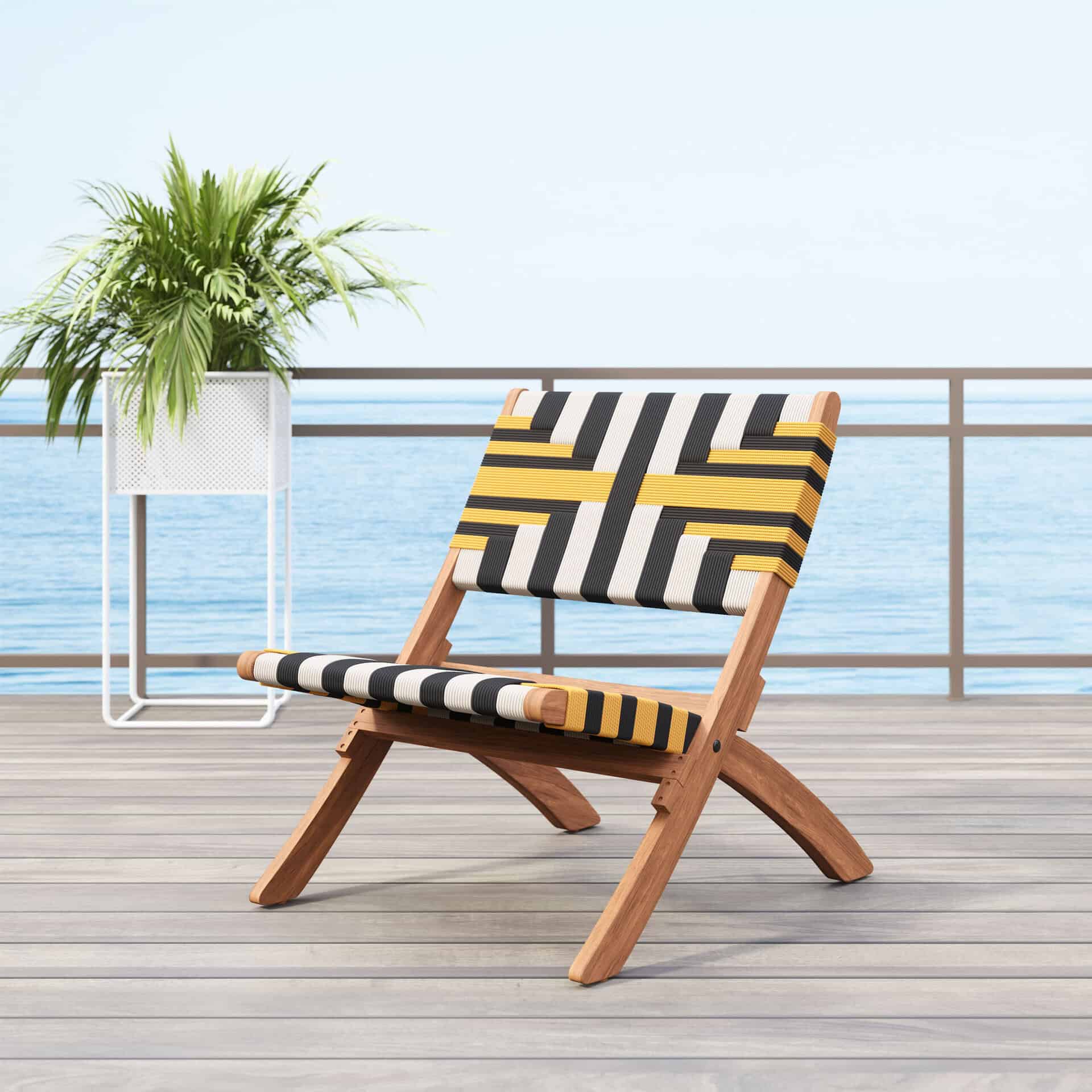 Multicolor Acacia Wood Outdoor Lounge Chair With Weather-Resistant Weave 12 Multicolor Acacia Wood Outdoor Lounge Chair With Weather-Resistant Weave