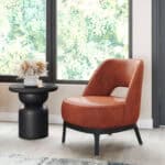 Brown Vinyl Accent Chair with Solid Wood Base and Rubber Feet 9 Brown Vinyl Accent Chair with Solid Wood Base and Rubber Feet