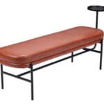 Modern Faux Leather Bench with Integrated Side Table (Seats 2) 7 Modern Faux Leather Bench with Integrated Side Table (Seats 2)