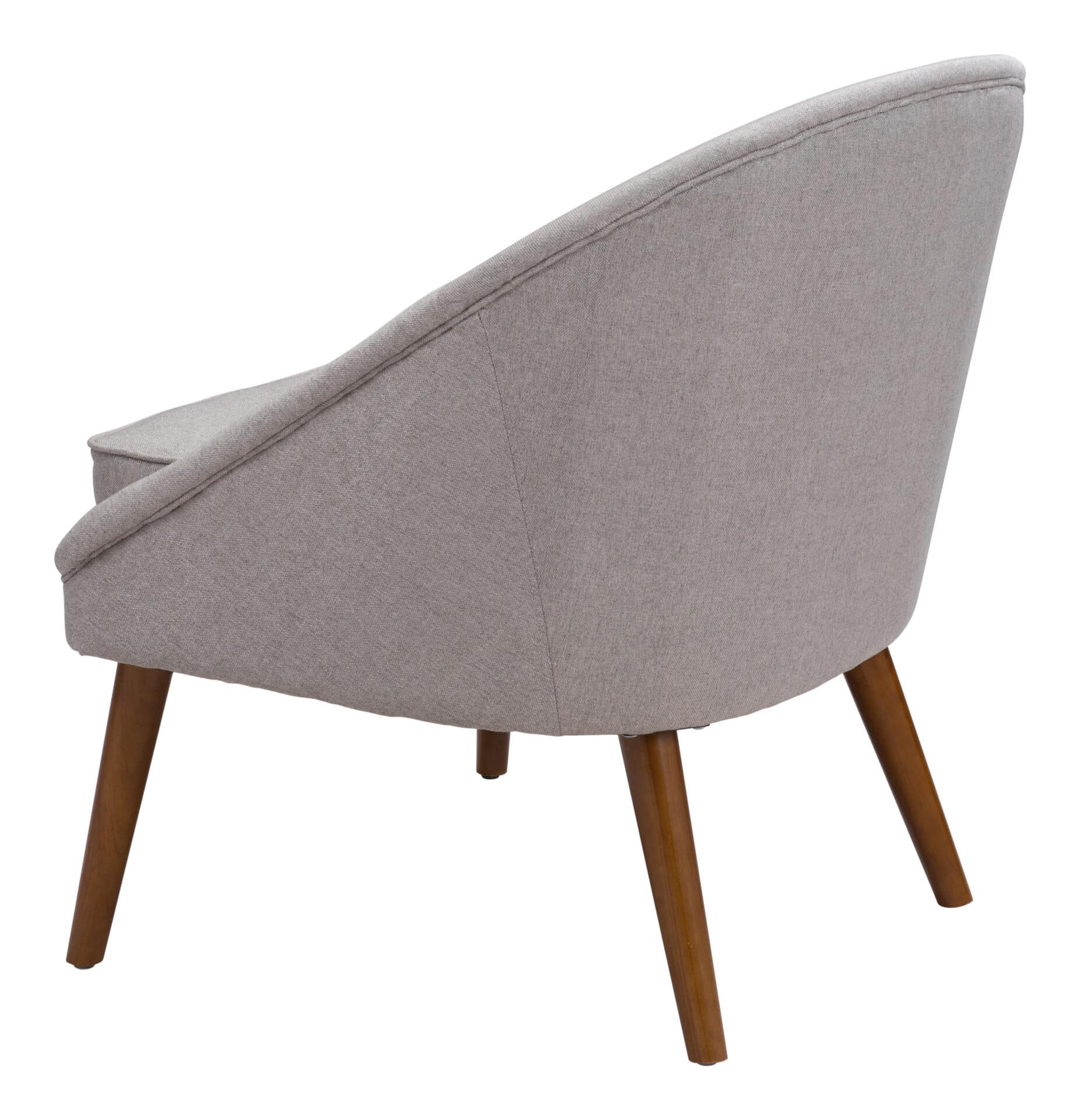 Retro Modern Beige Accent Chair with Tufted Upholstery and Wood Legs 6 Retro Modern Beige Accent Chair with Tufted Upholstery and Wood Legs - Image 6