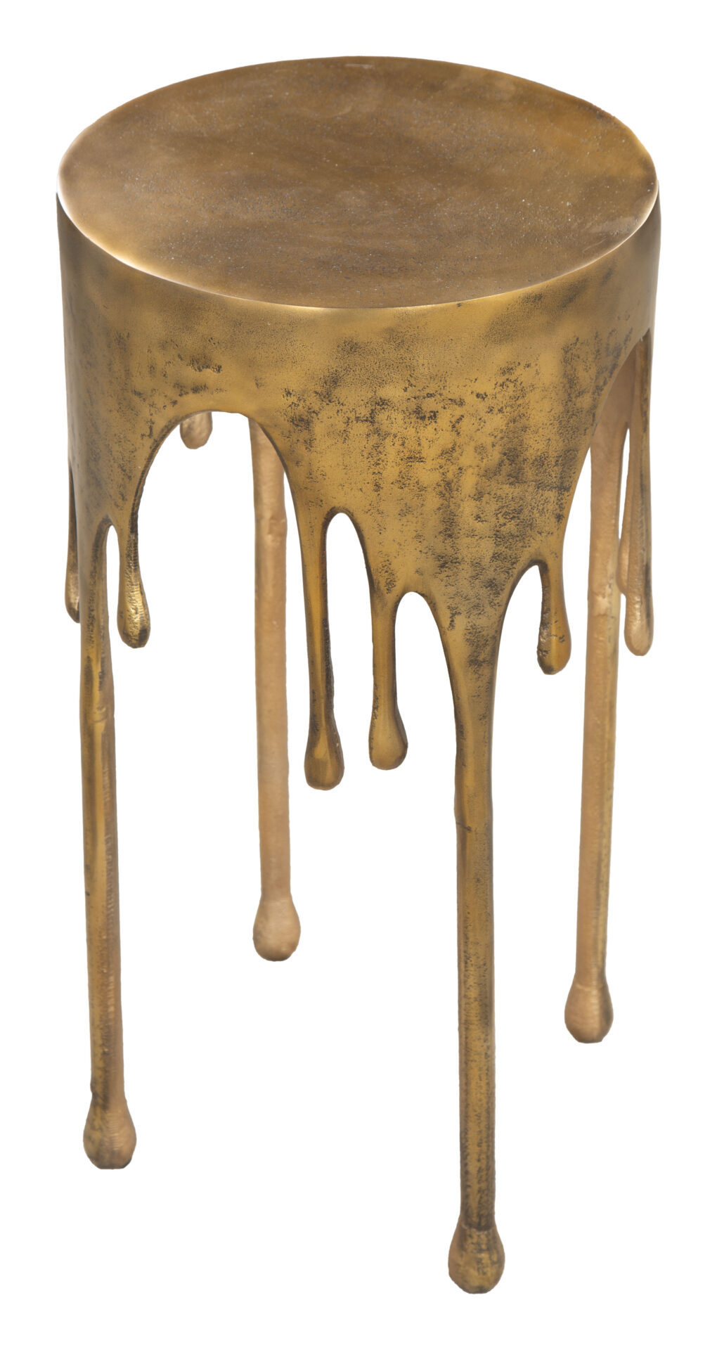 Antique Brass Drip Round Side Table with Steel Frame 4 Antique Brass Drip Round Side Table with Steel Frame - Image 4