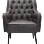 Vintage Tufted Vinyl Accent Chair with Steel Legs 13 Vintage Tufted Vinyl Accent Chair with Steel Legs