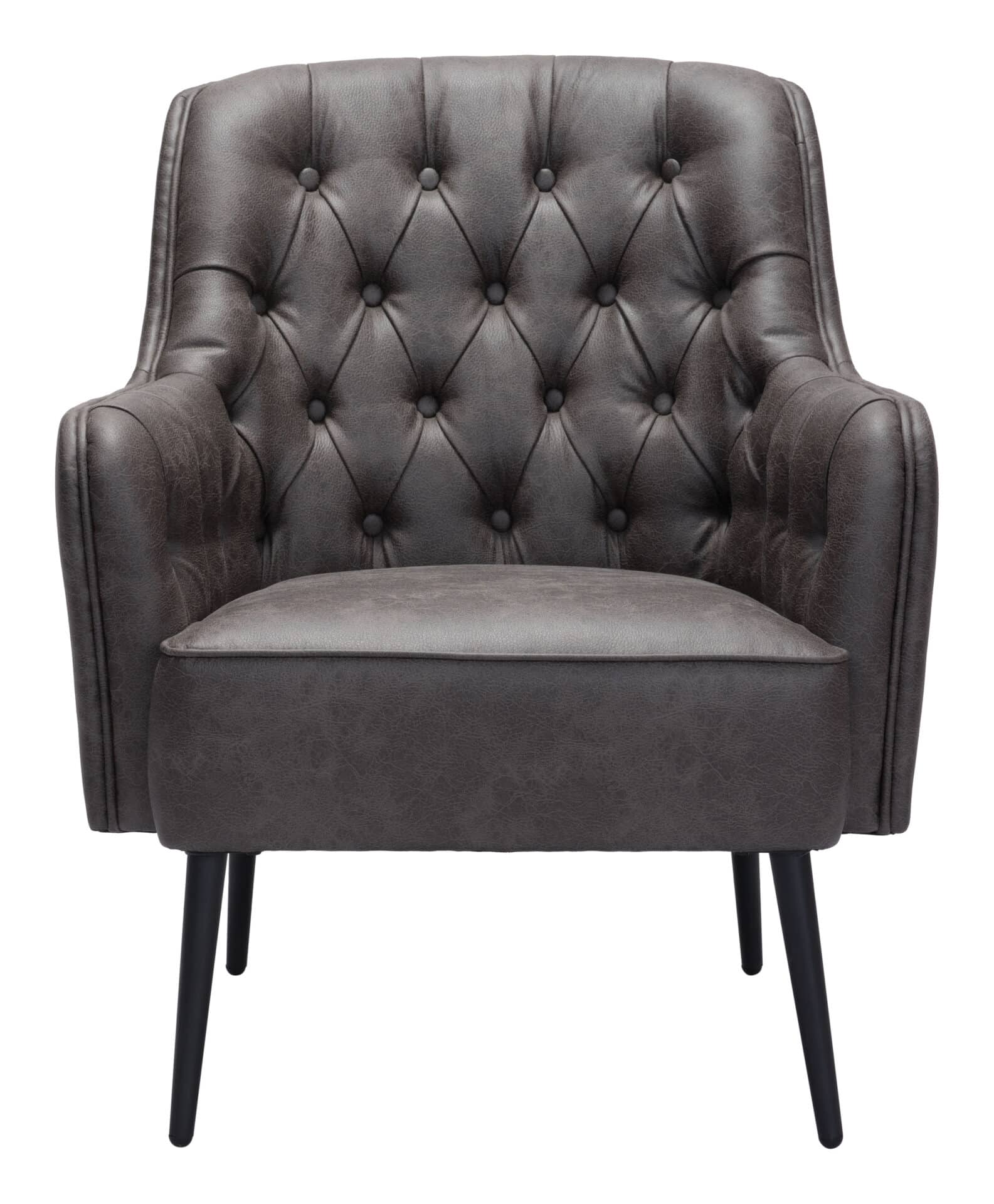 Vintage Tufted Vinyl Accent Chair with Steel Legs 4 Vintage Tufted Vinyl Accent Chair with Steel Legs - Image 4