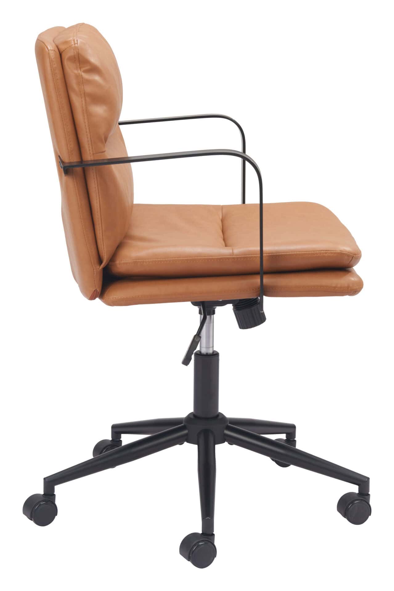 Modern Brown Office Chair with Adjustable Height and Faux Leather Finish 2 Modern Brown Office Chair with Adjustable Height and Faux Leather Finish - Image 2