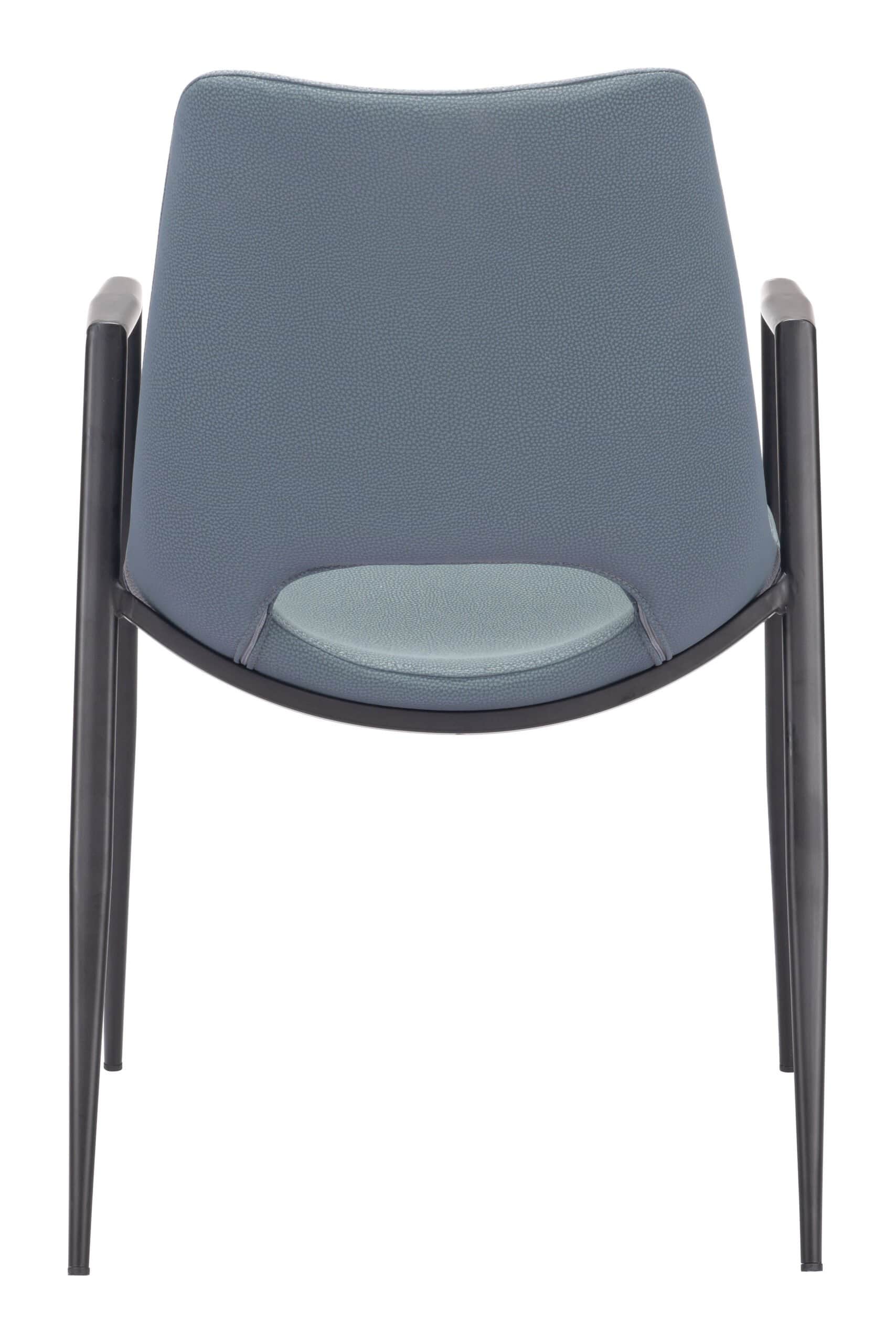 Mid-Century Modern Faux Leather Dining Chair with Armrests, Gray (Set of 2)