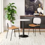 Beige and Brown Dining Chair with Faux Leather and Steel Legs (Set of 2) 12 Beige and Brown Dining Chair with Faux Leather and Steel Legs (Set of 2)