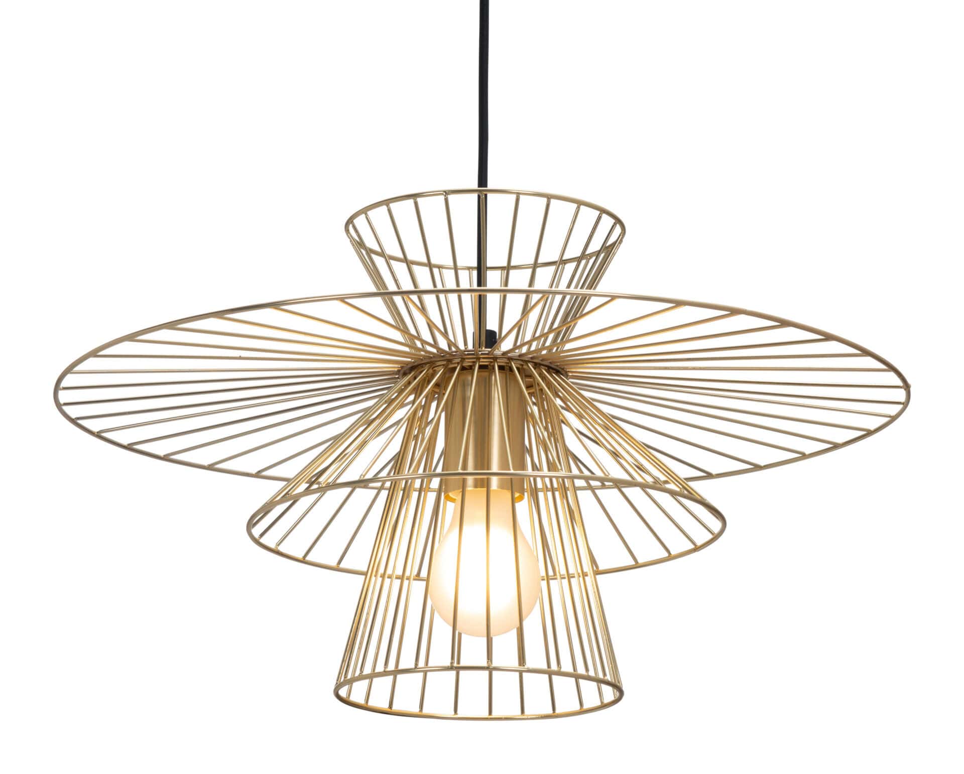 Gold Steel Frame Ceiling Lamp with Adjustable Cord Length 4 Gold Steel Frame Ceiling Lamp with Adjustable Cord Length - Image 4