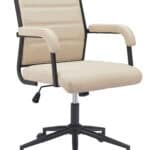 Beige Adjustable Office Chair with Swivel and Recline Function