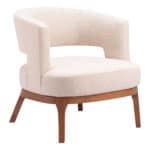 Beige Accent Chair with Wood Base and Durable Vinyl Upholstery 12 Beige Accent Chair with Wood Base and Durable Vinyl Upholstery