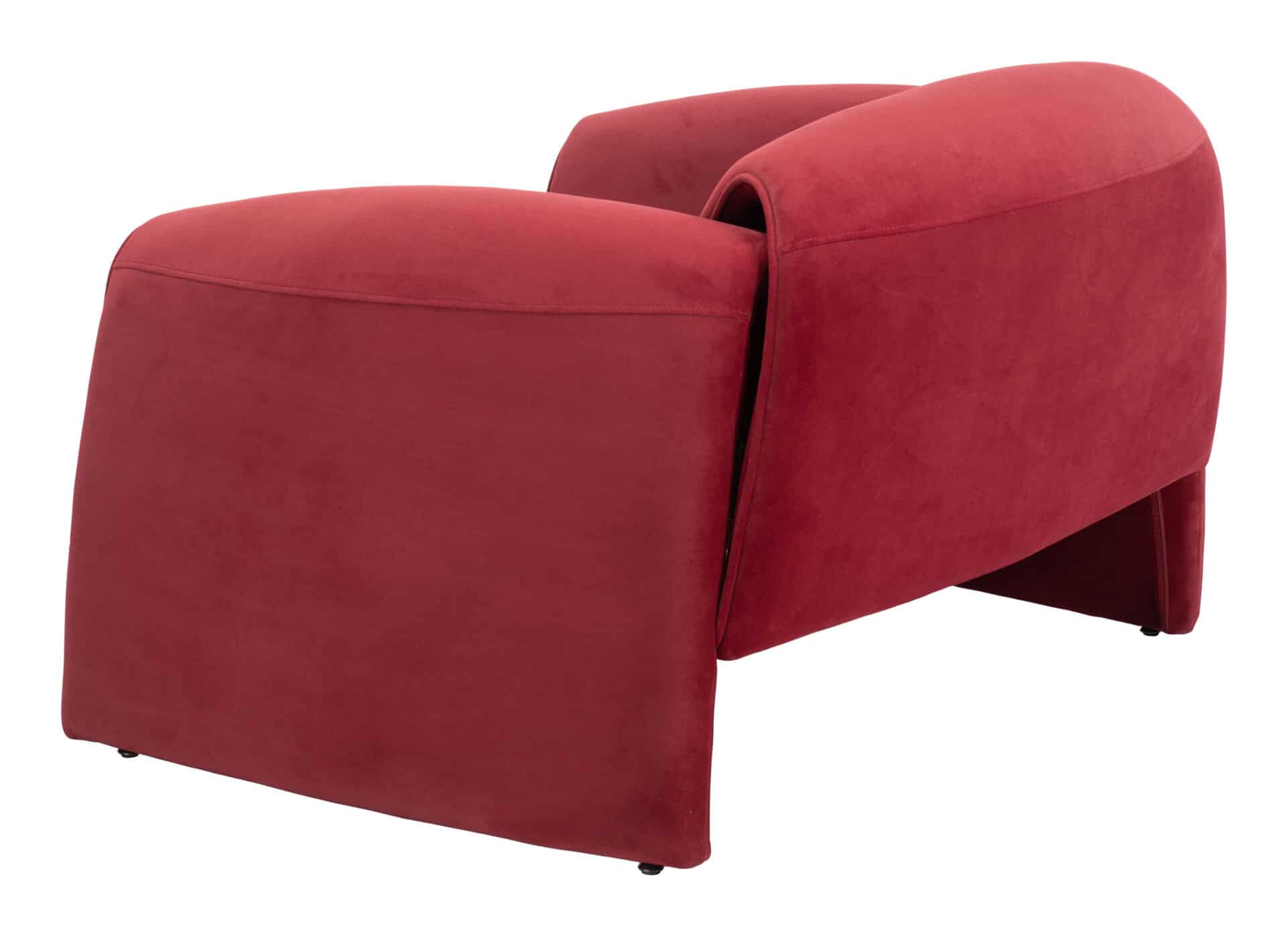 Red Velvet Accent Chair with Sturdy Steel Frame and Armrests 8 Red Velvet Accent Chair with Sturdy Steel Frame and Armrests - Image 8